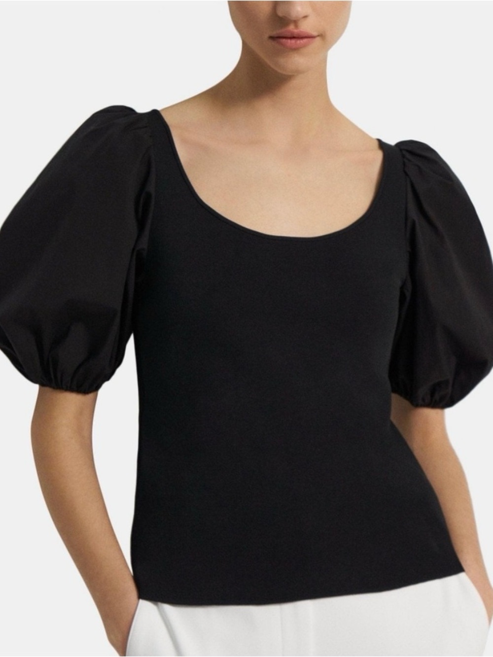 Theory Puff Sleeve Top in Stretch Knit